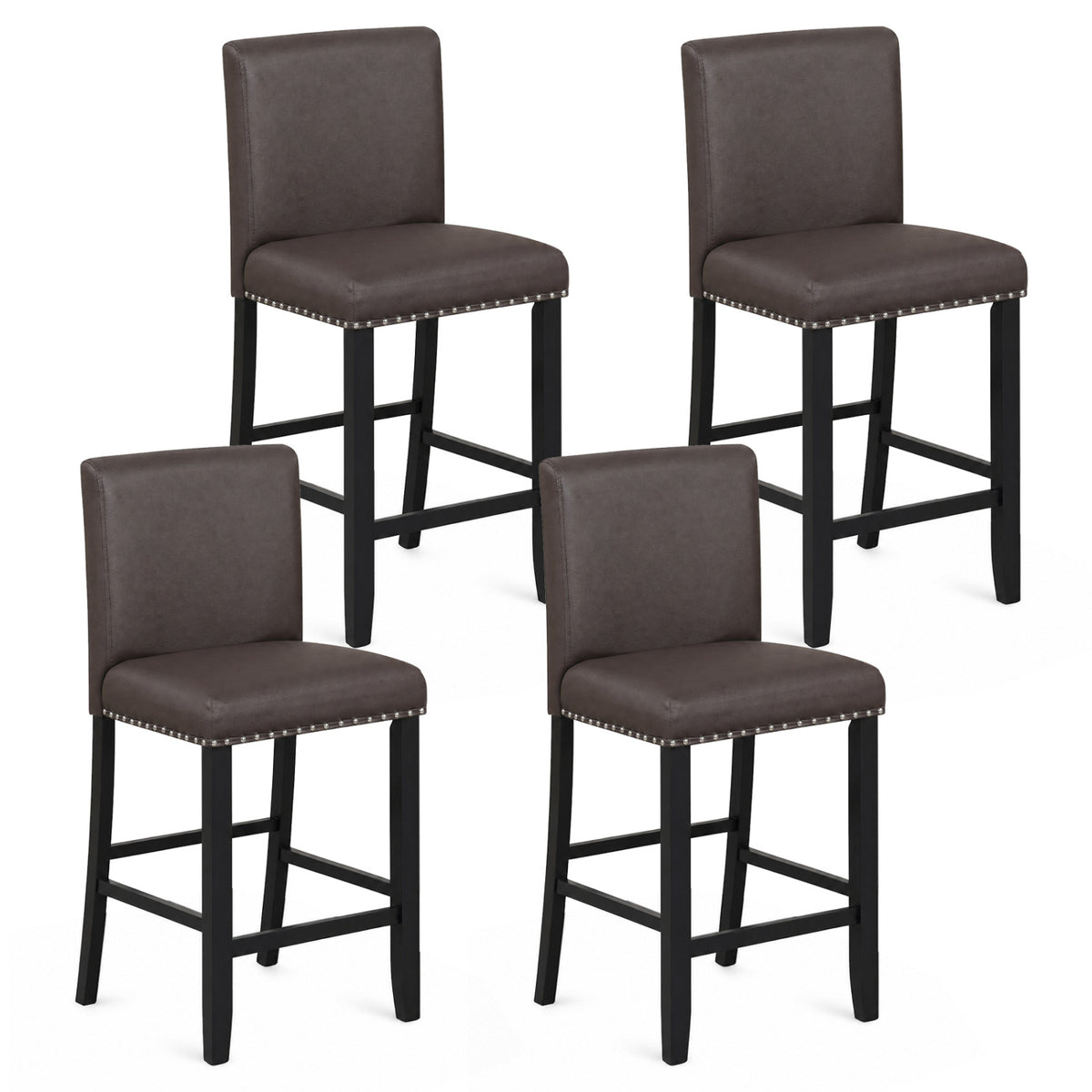 Bar Stools with Back for Kitchen Island, Set of 2 - Brown