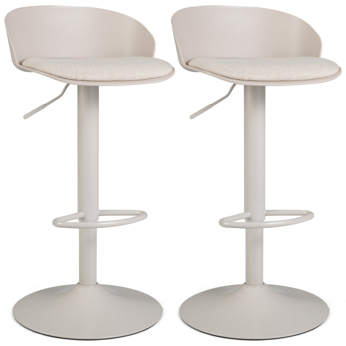 Adjustable Swivel Bar Stools Set of 2 - Cream White, 24-32.5in
