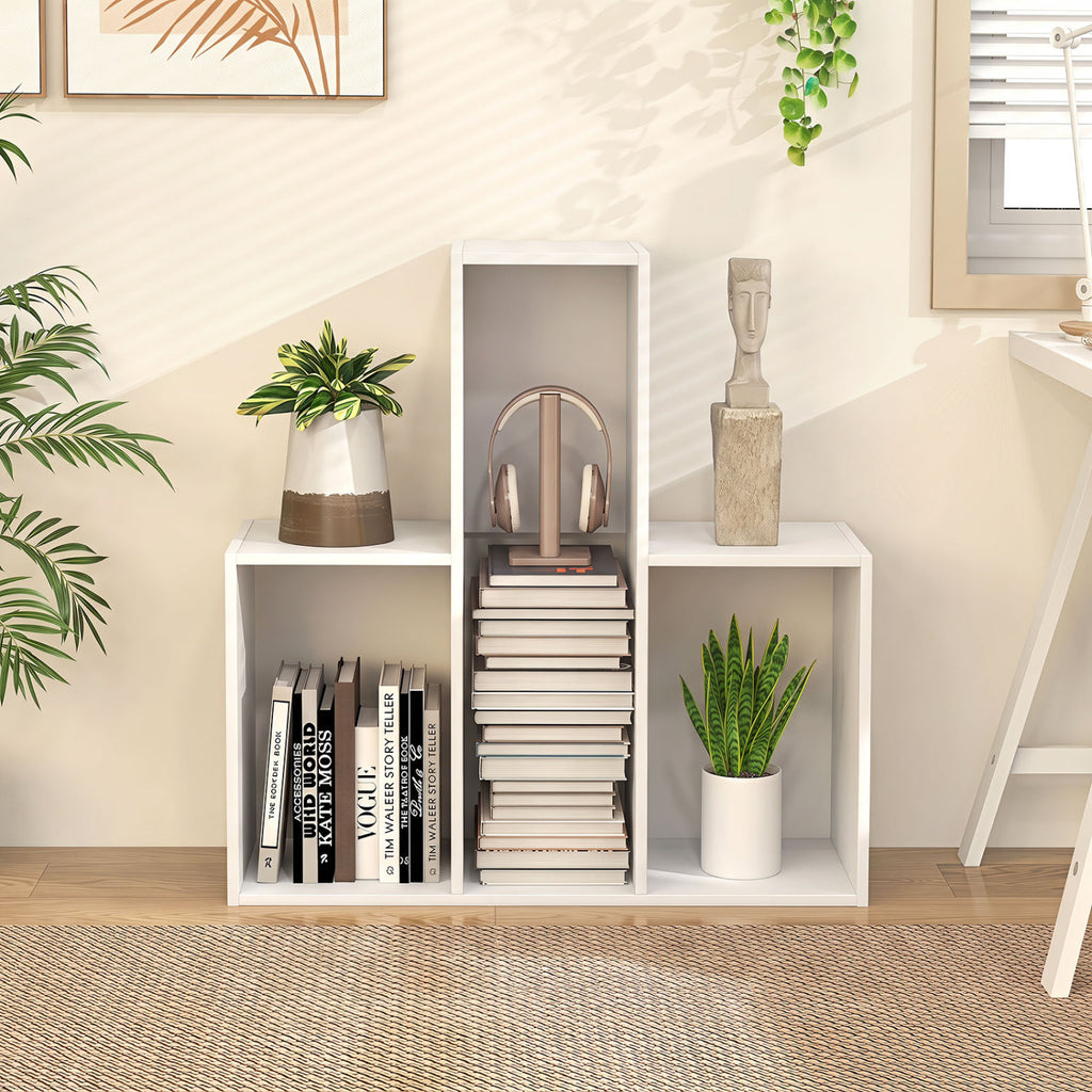 Convex Bookshelf with 3 Open Shelves - White