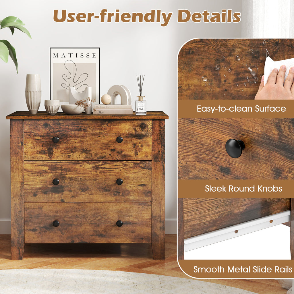 3-Drawer Dresser Chest, Brown – Bedside Table