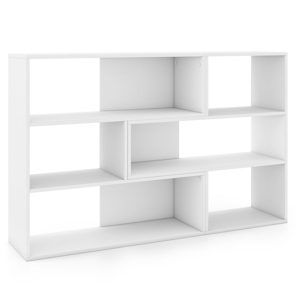 Concave & Convex Bookshelf with 3 Open Shelves - White