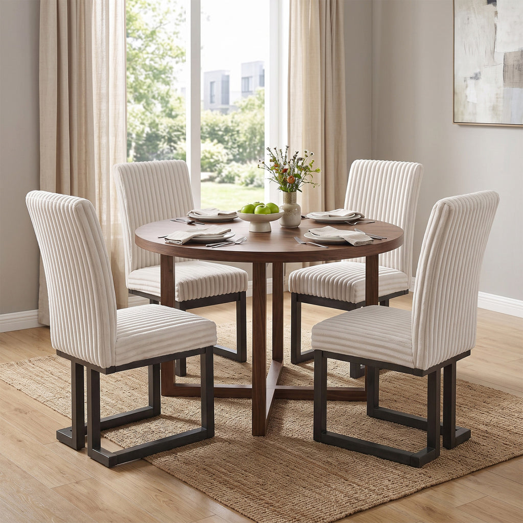 Upholstered Dining Chairs Set of 4 – White