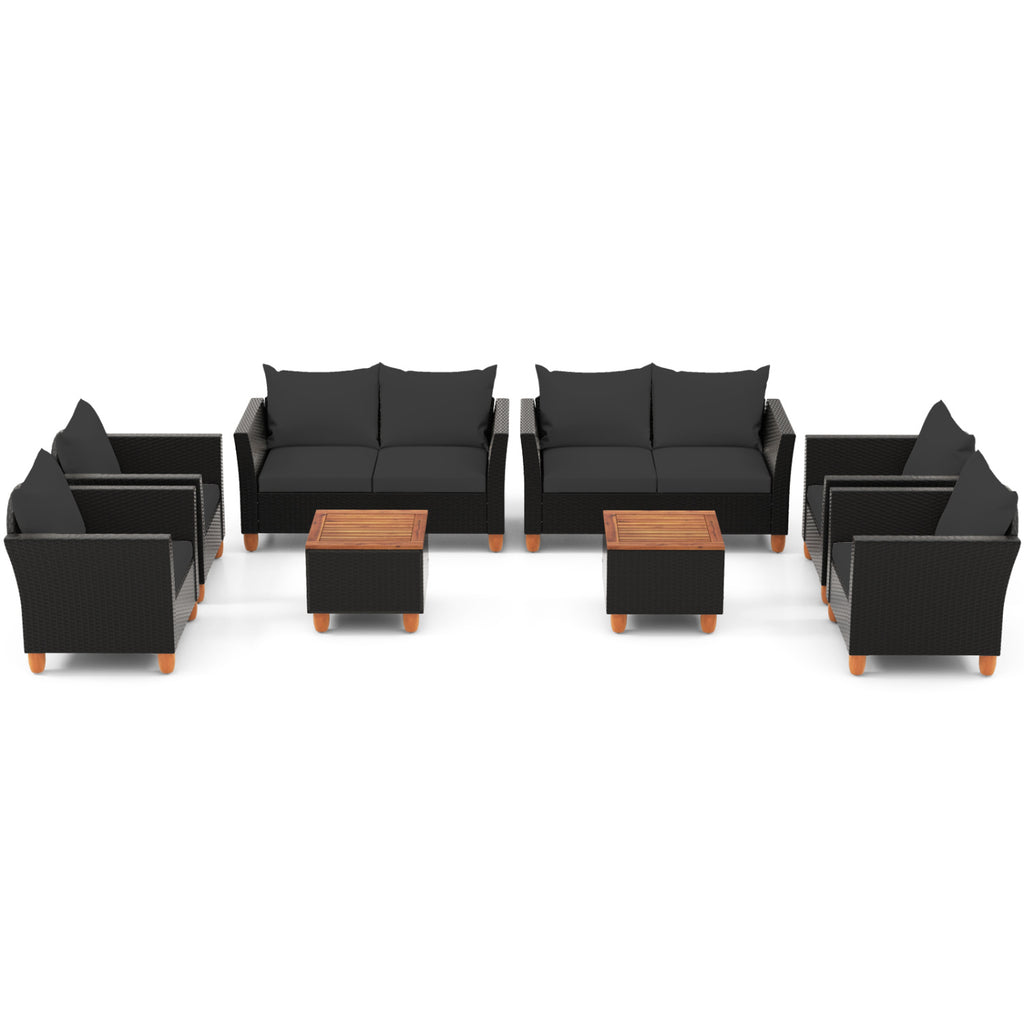 8 Pieces Outdoor Conversation Set with Storage Coffee Table