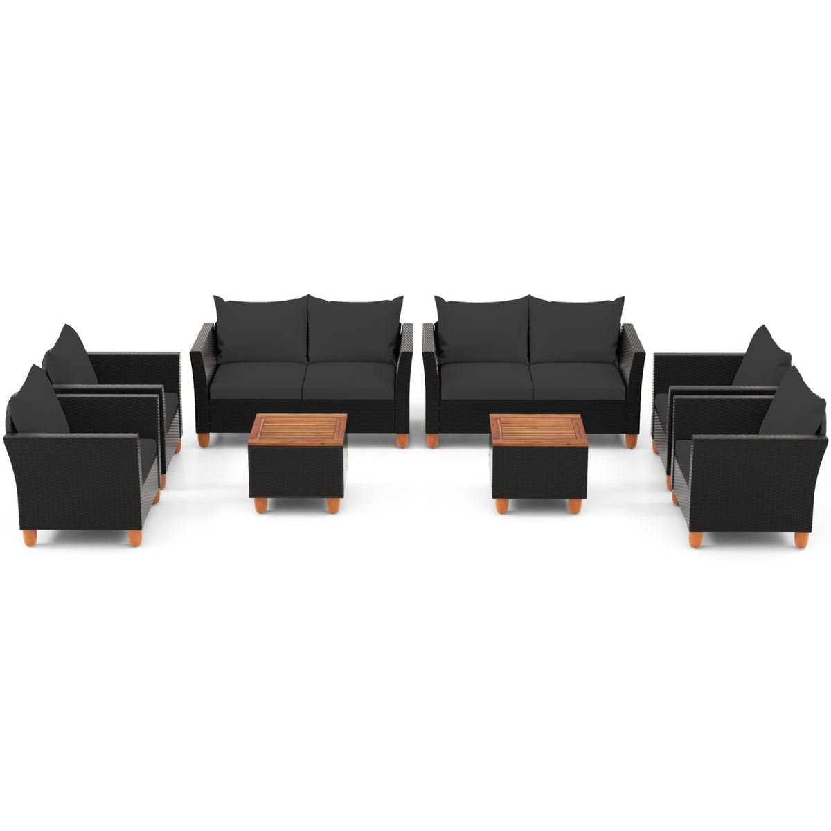 8 Pieces Outdoor Conversation Set with Storage Coffee Table