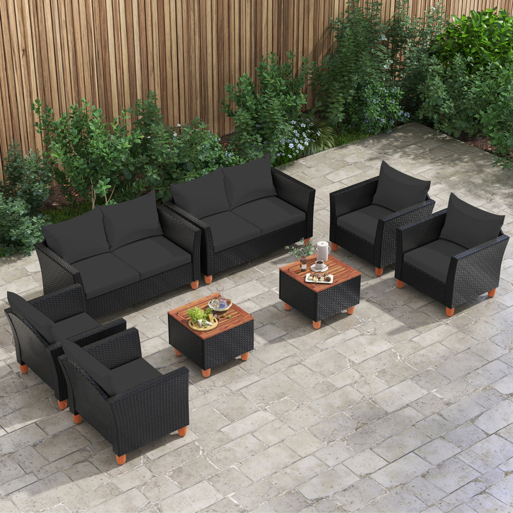 8 Pieces Outdoor Conversation Set with Storage Coffee Table