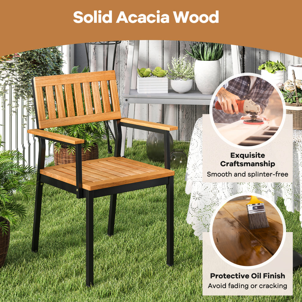 7-Piece Outdoor Dining Set for 6 with Acacia Table & Armchairs and
