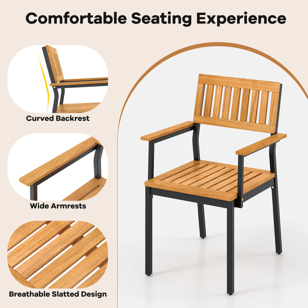 7-Piece Outdoor Dining Set for 6 with Acacia Table & Armchairs and