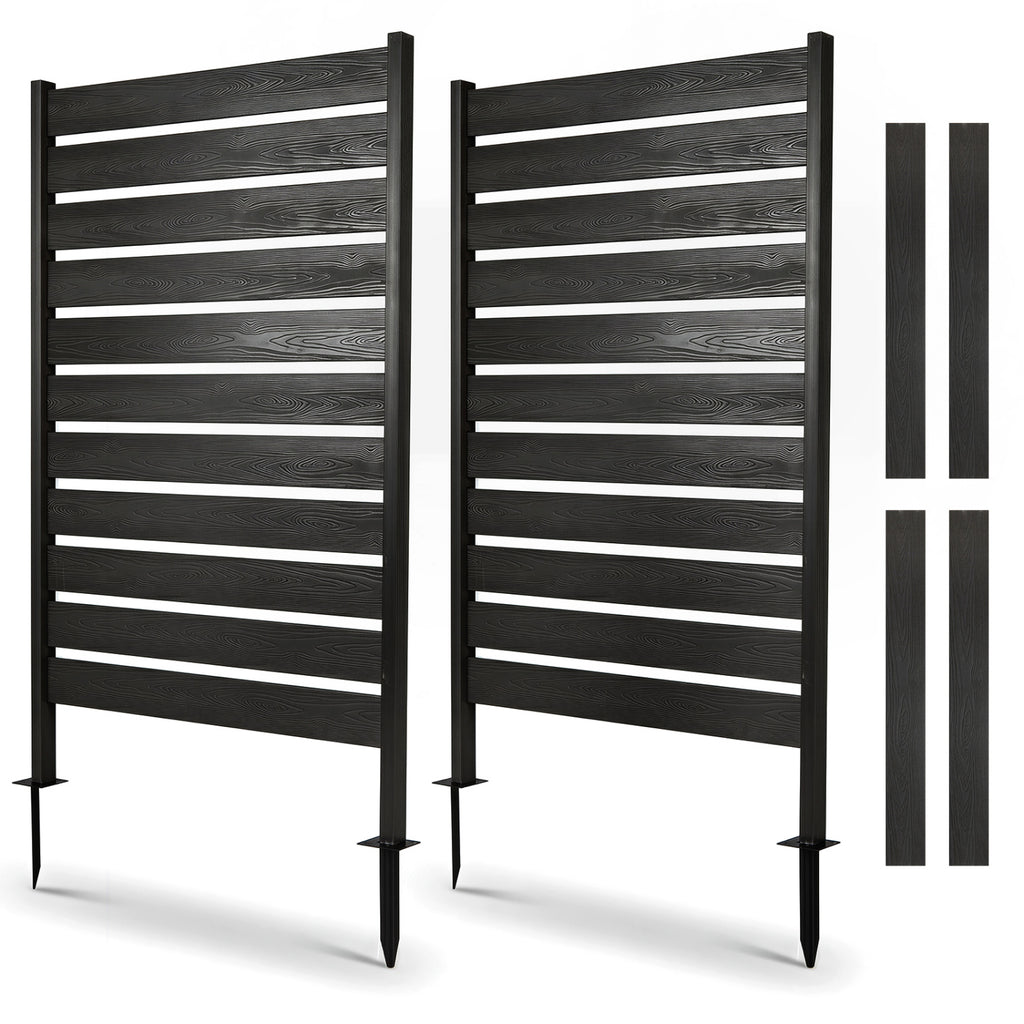 Outdoor Privacy Fence Screen Set of 2 - Gray Garden Yard Divider