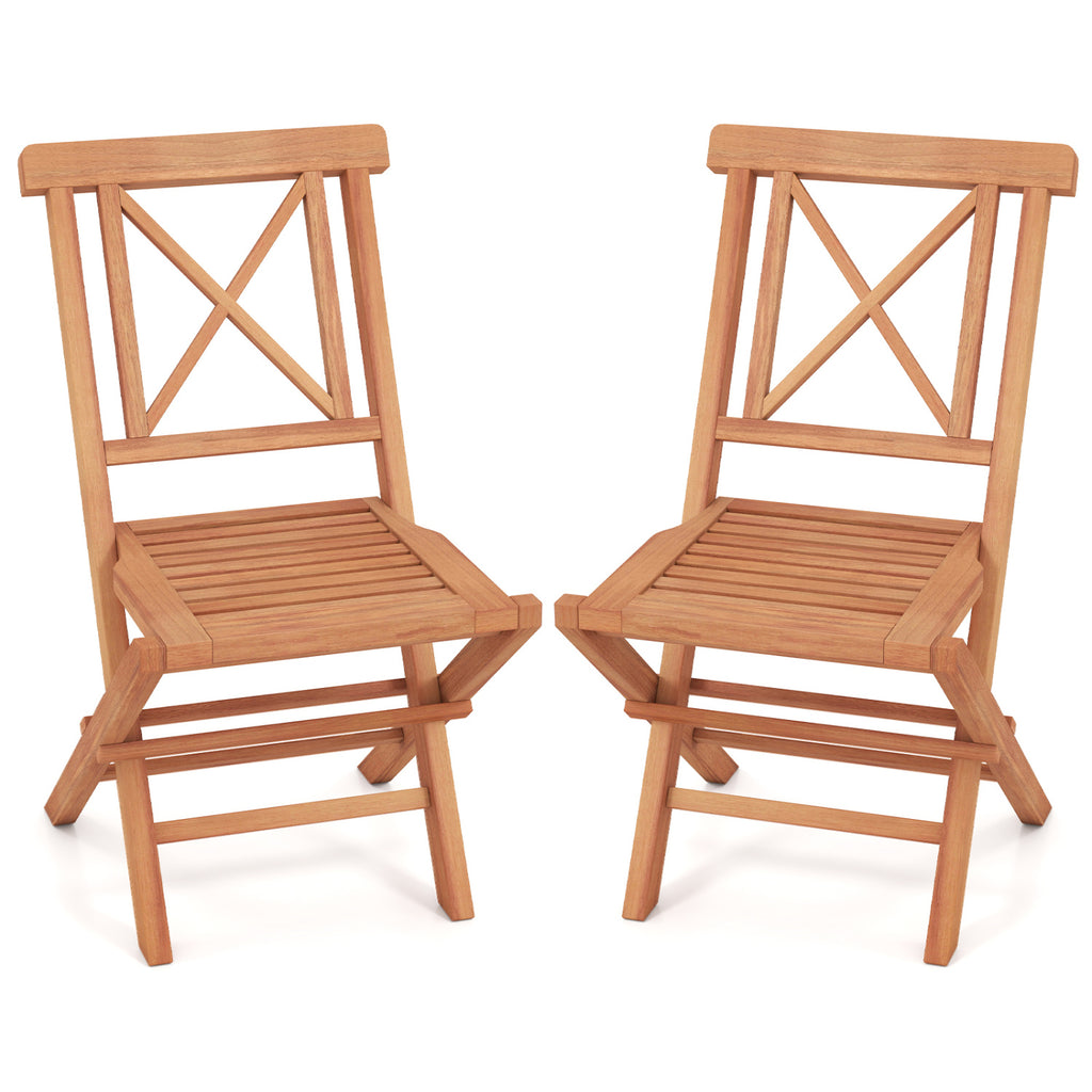 Teak Wood Folding Patio Chairs Set of 2 with Sturdy Frame & Comfort