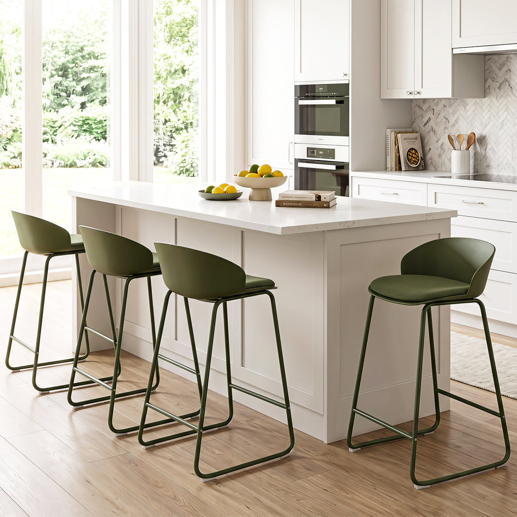Counter Height Bar Stools Set of 4 with Backrest - Gray