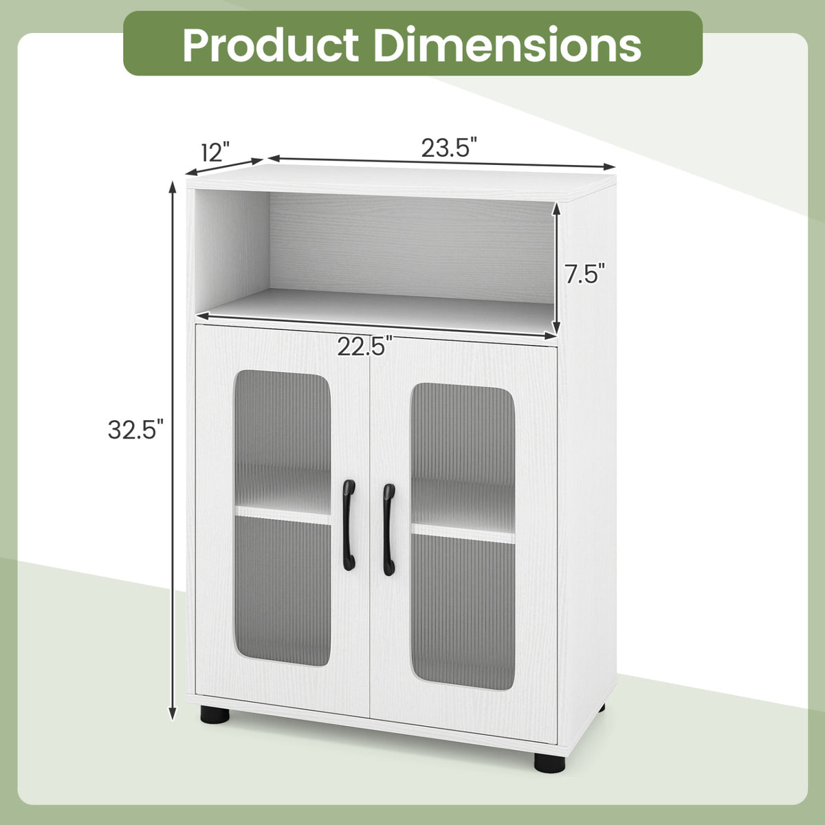 2-Piece Bathroom Cabinet Set, 59" Tall & 2-Door Floor Cabinet, White