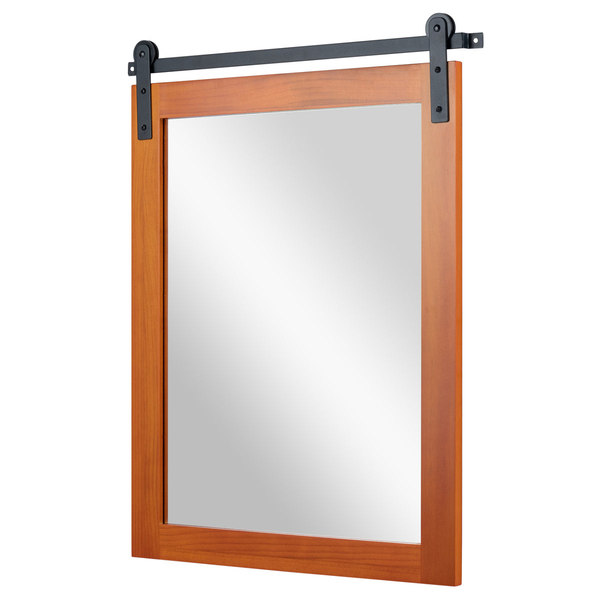 Rectangle Farmhouse Wall Mirror 29x23 with Metal Bracket - Brown Variation