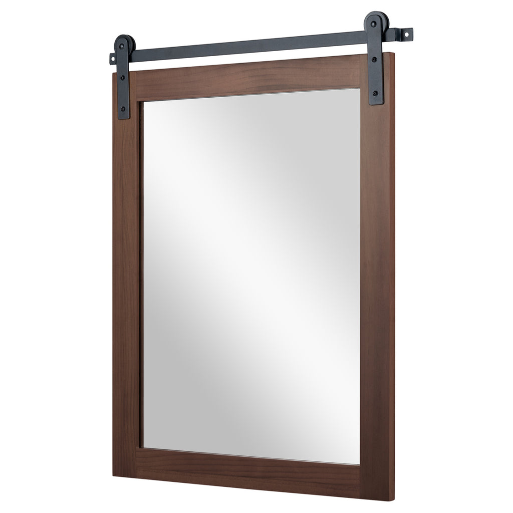 29x23 Farmhouse Wall Mirror with Metal Bracket - Rustic Brown Variation