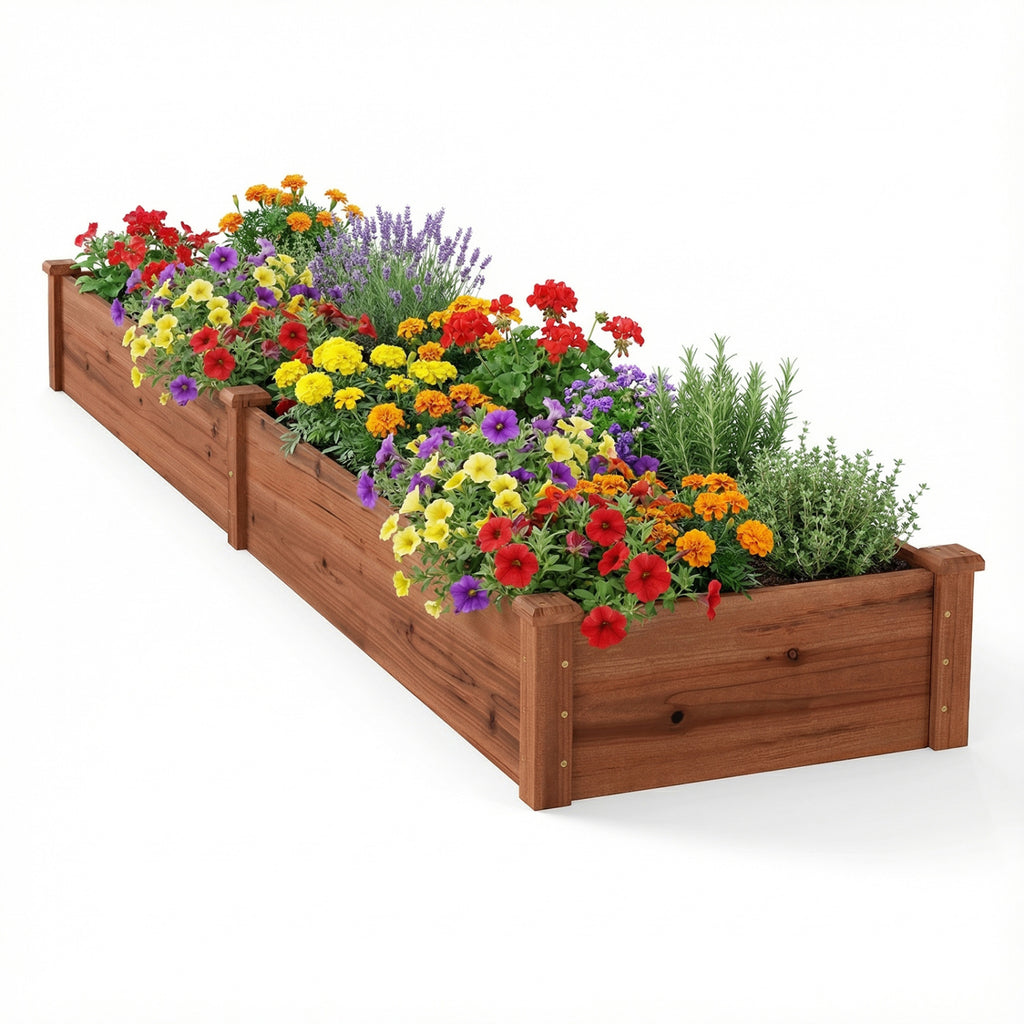 3-Tier Wooden Raised Garden Bed with Open-Ended Base