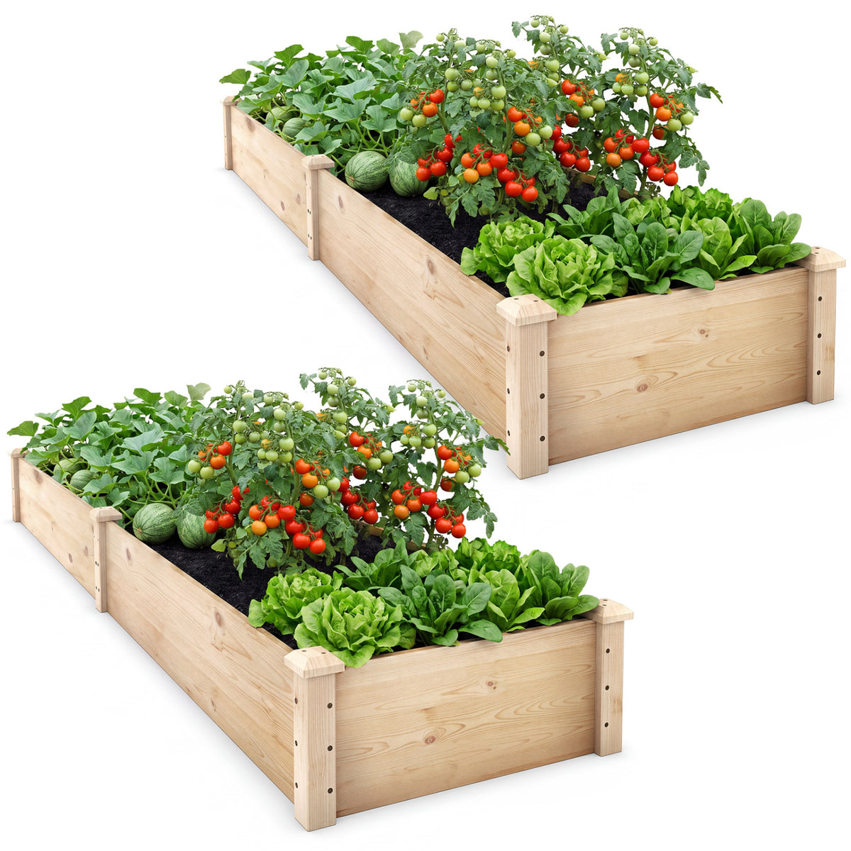 Raised Garden Bed Fir Wood Wooden Square Planter Box