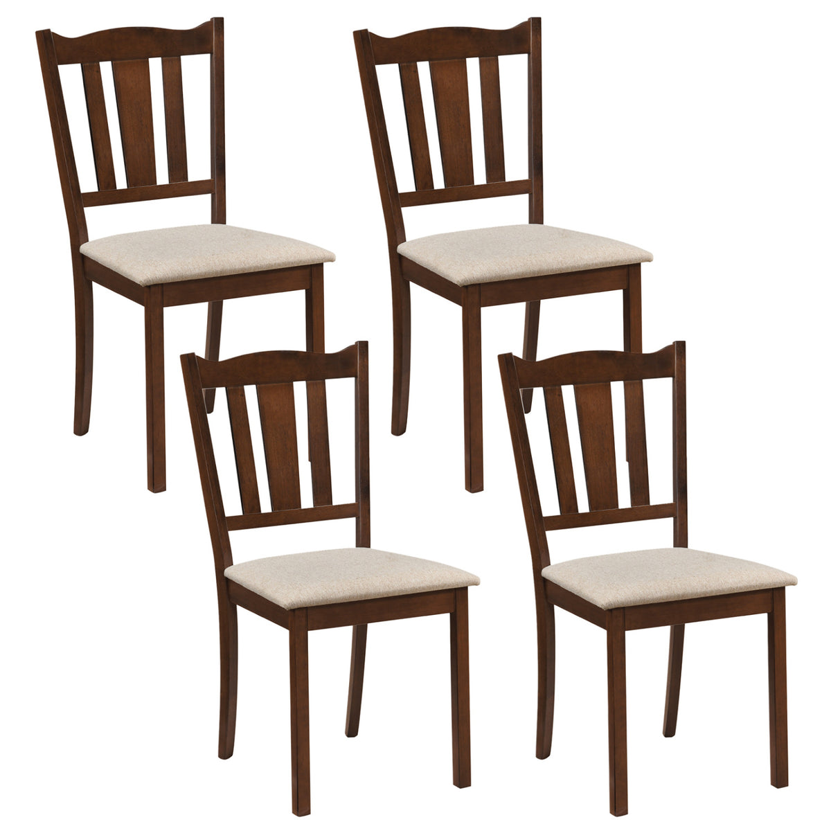 Wooden Dining Chair Set of 2 - Black with Padded Cushion