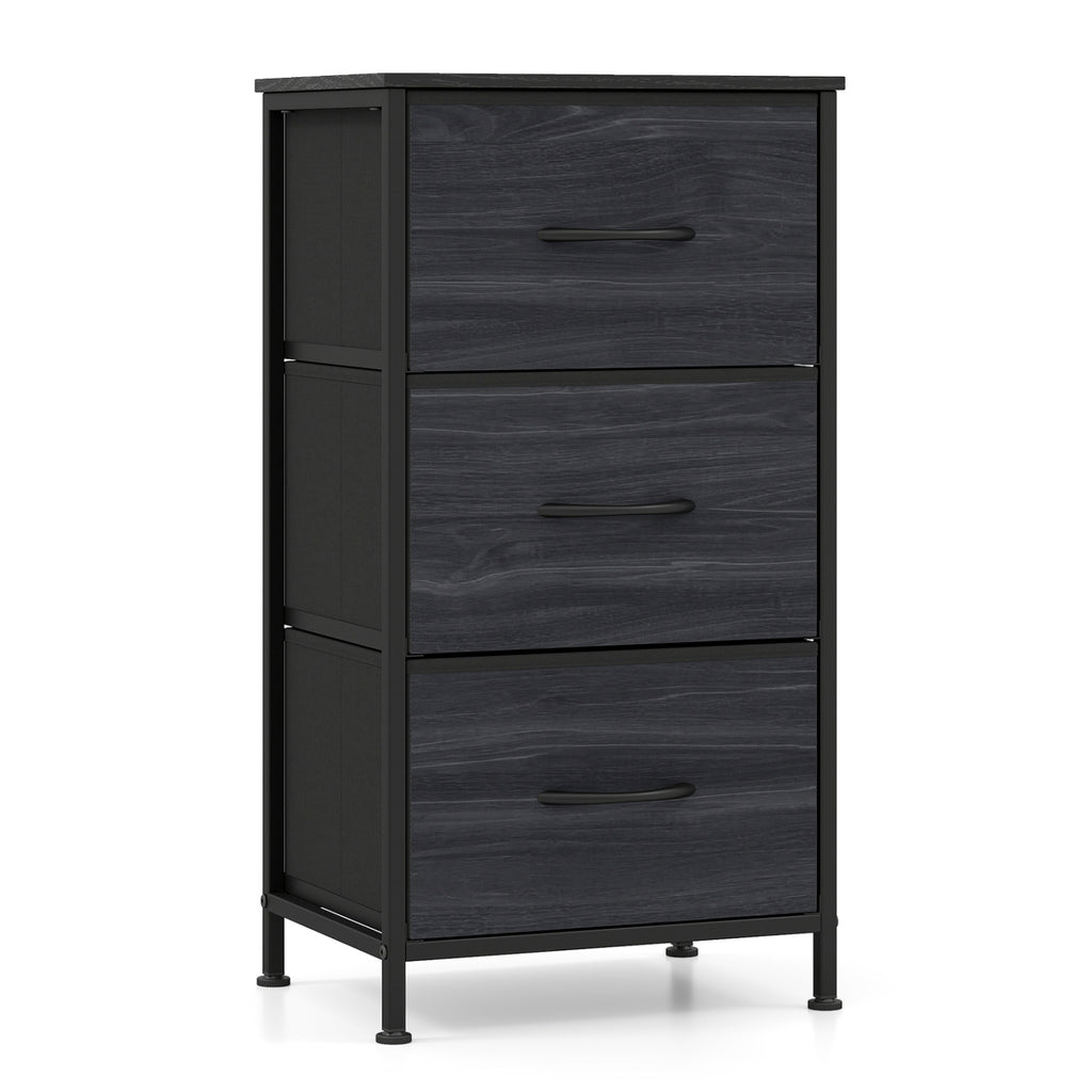 Dresser Nightstand with 4 Fabric Drawers, Rustic Brown