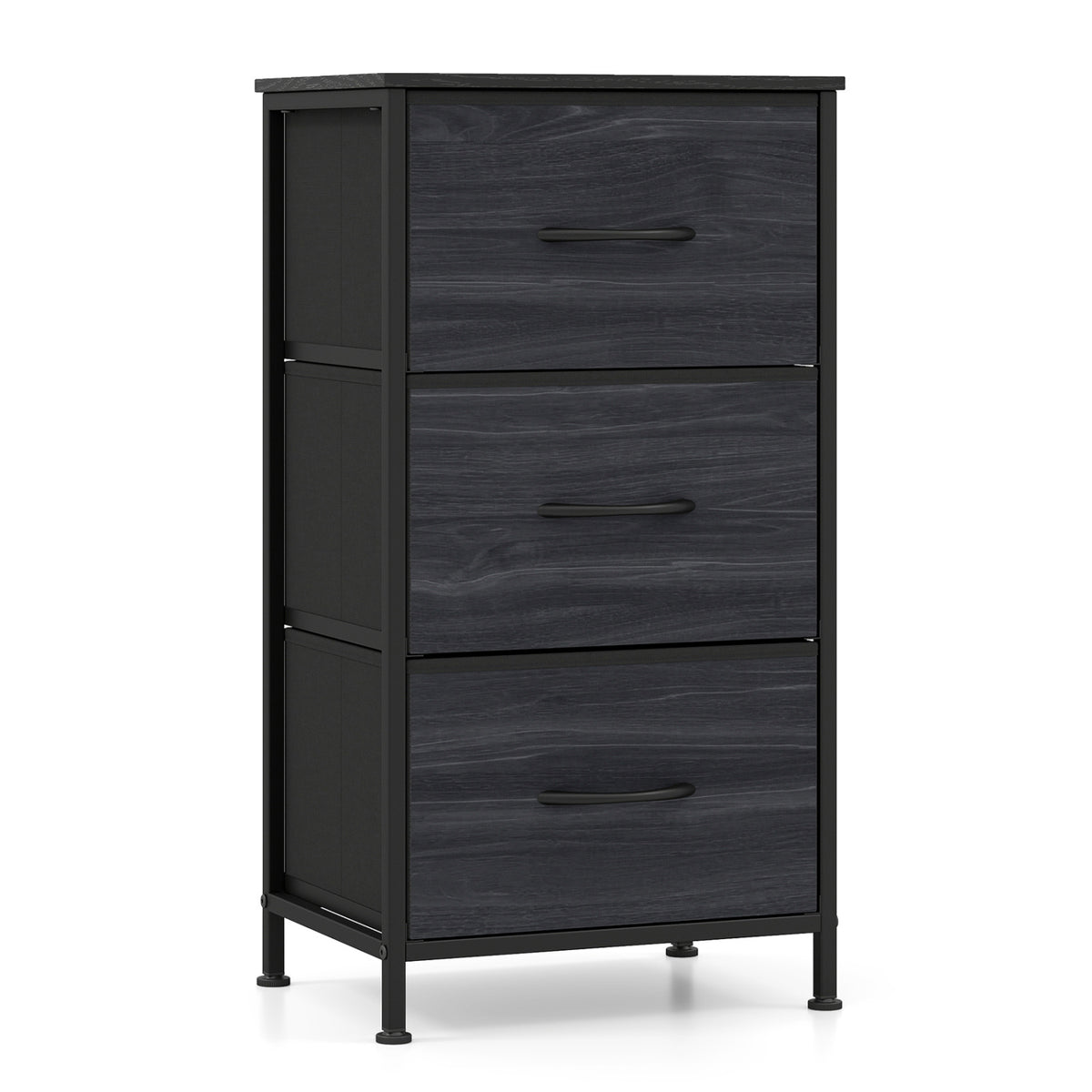 5-Drawer Fabric Dresser Nightstand - Black