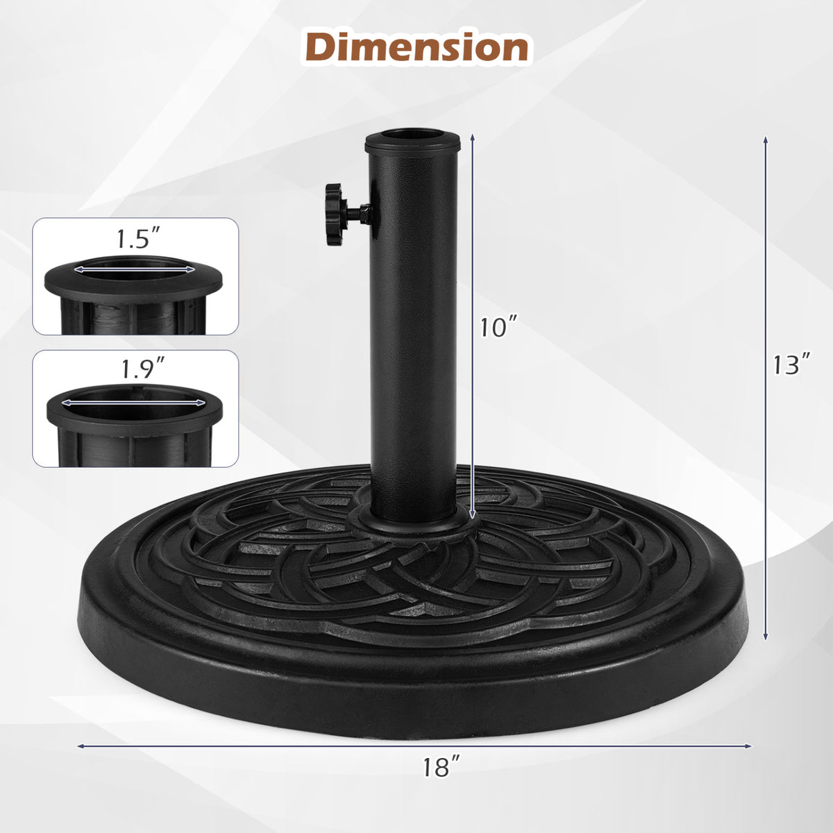 24 lbs Weighted Round Umbrella Base with Adjustable Knob and 2