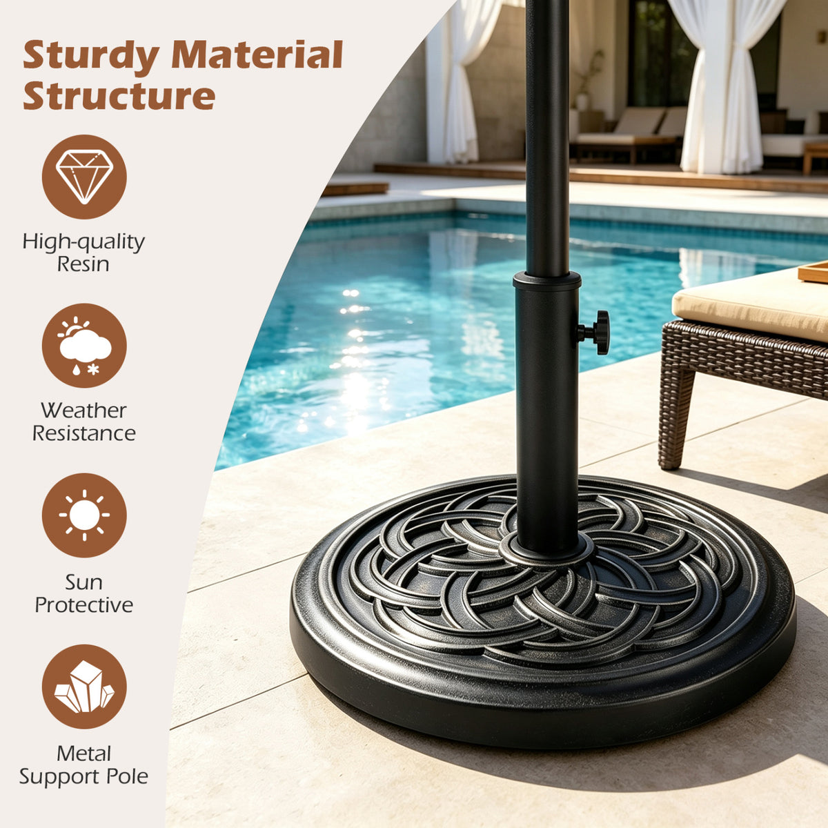 24 lbs Weighted Round Umbrella Base with Adjustable Knob and 2