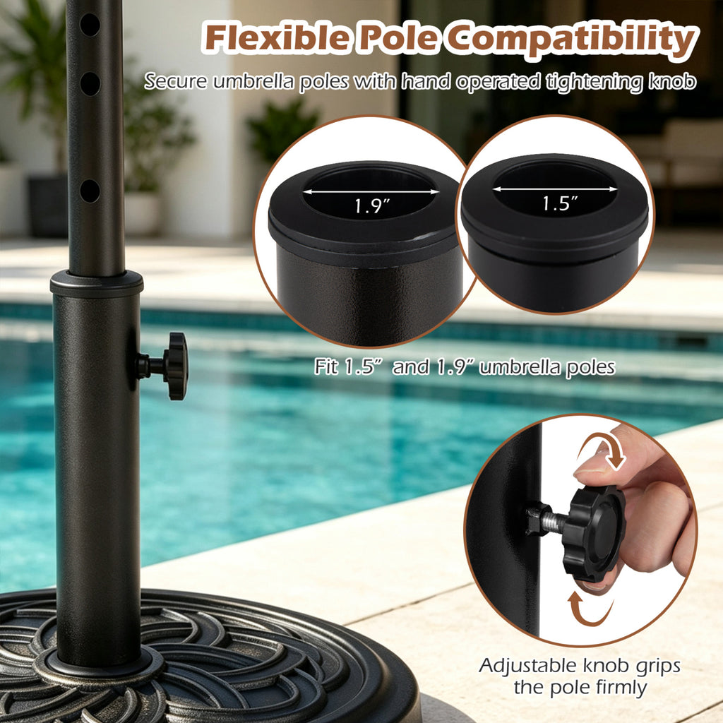 24 lbs Weighted Round Umbrella Base with Adjustable Knob and 2