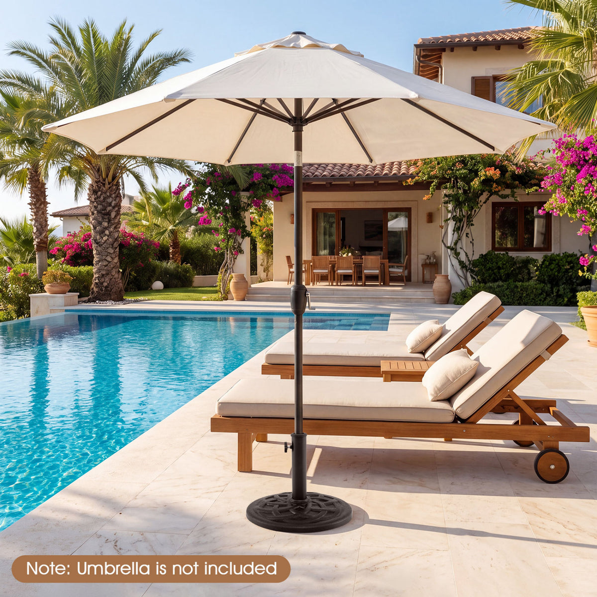 20 lbs Patio Umbrella Base 17" Round with Adapters for 1.5" 1.9"