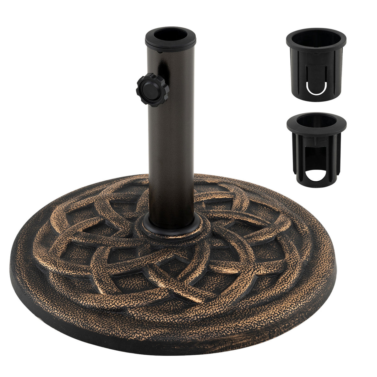 20 lbs Patio Umbrella Base 17" Round with Adapters for 1.5" 1.9"