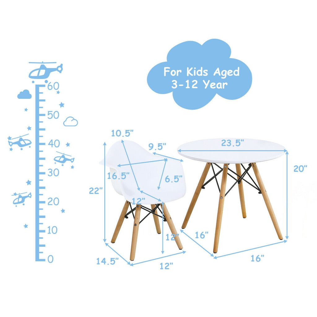Kids Round Table and Chair Set - Modern Wooden & Iron Design, Variation of THIS listing