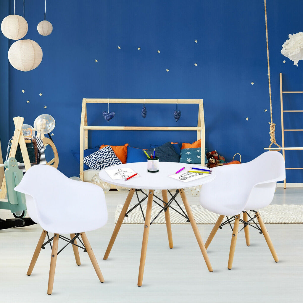 Kids Round Table and Chair Set - Modern Wooden & Iron Design, Variation of THIS listing