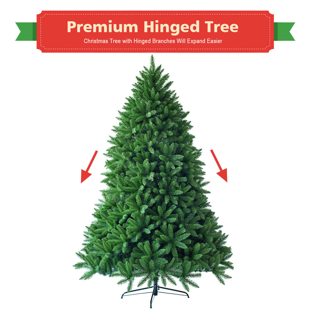 7.5 Feet Artificial Christmas Tree Unlit with 1968 Branch Tips - No LED
