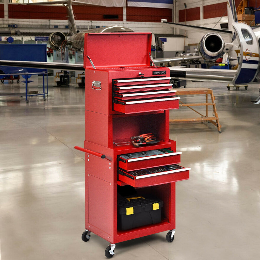 6-Drawer Tool Chest with Heightening Cabinet, Red