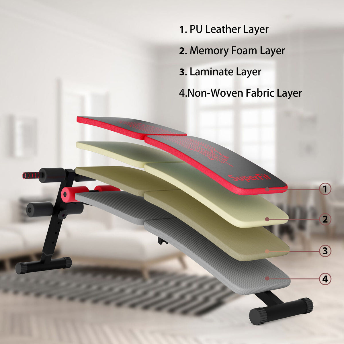Fully Foldable 57 Inch Abdominal Twister Trainer with Adjustable Height - Red