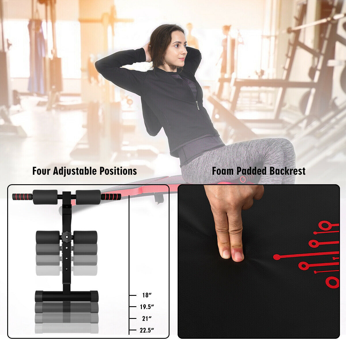 Fully Foldable 57 Inch Abdominal Twister Trainer with Adjustable Height - Red