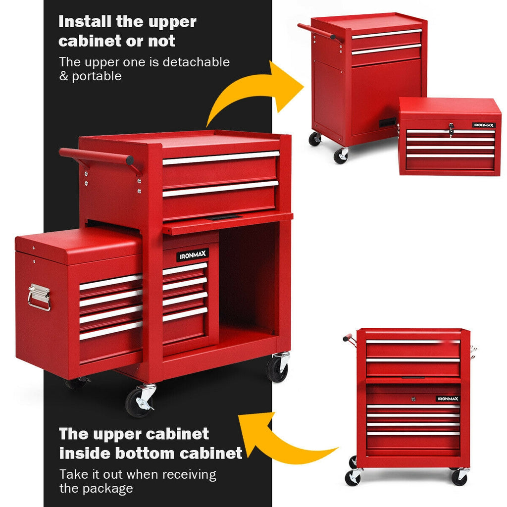 6-Drawer Tool Chest with Heightening Cabinet, Red