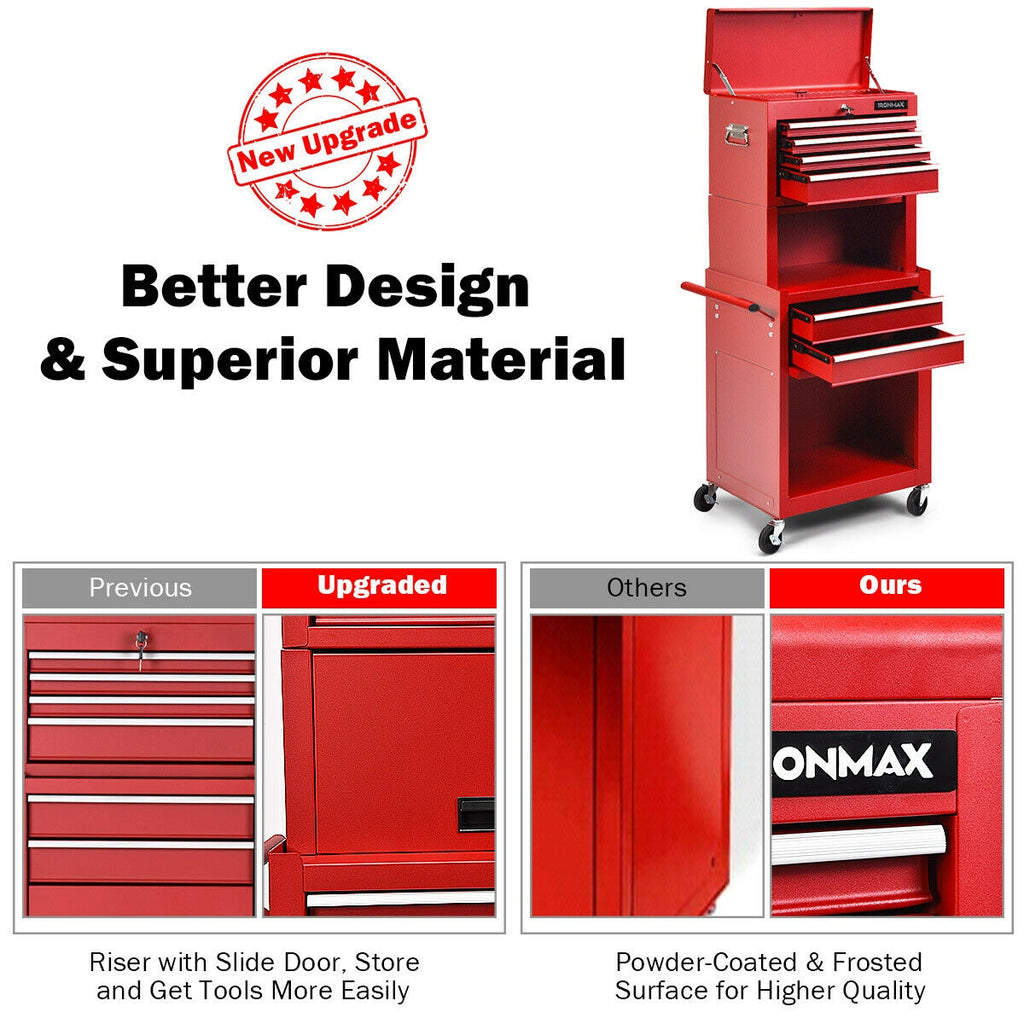 6-Drawer Tool Chest with Heightening Cabinet, Red