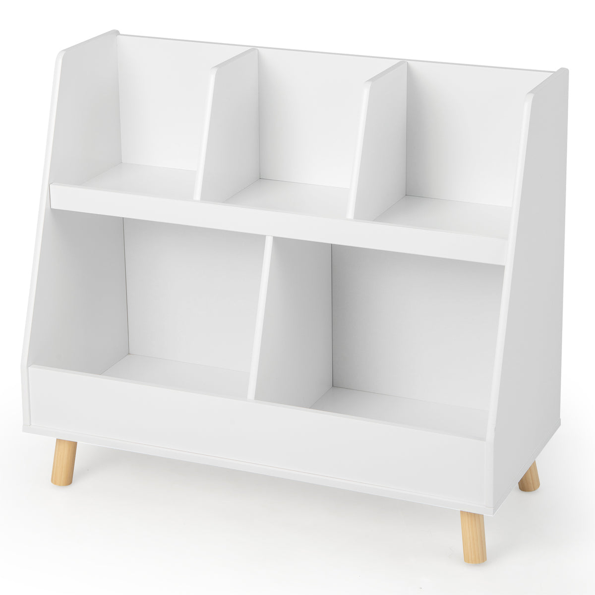 Kids Bookshelf and Toy Organizer 5 Cubes White - Anti-Tipping Safety