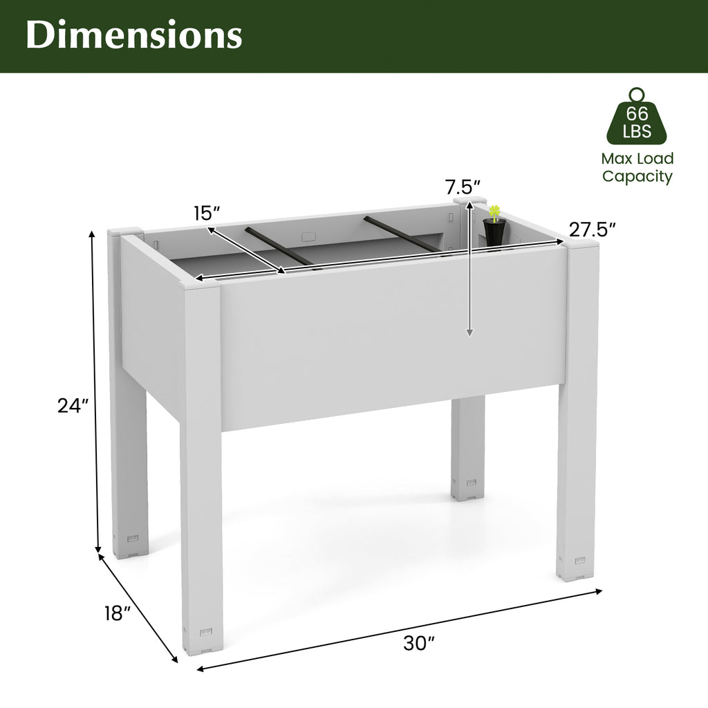 53L Raised Bed Planter Box with Water Level Monitor – Light Gray