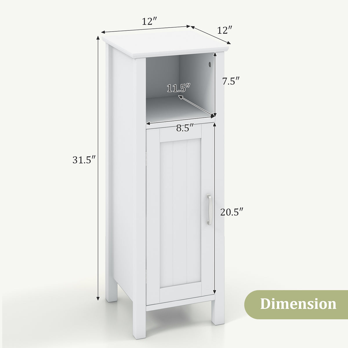 Bathroom Storage Cabinet with Open Compartment, White