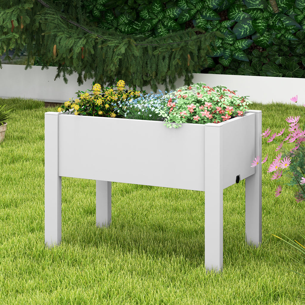 53L Raised Bed Planter Box with Water Level Monitor – Light Gray