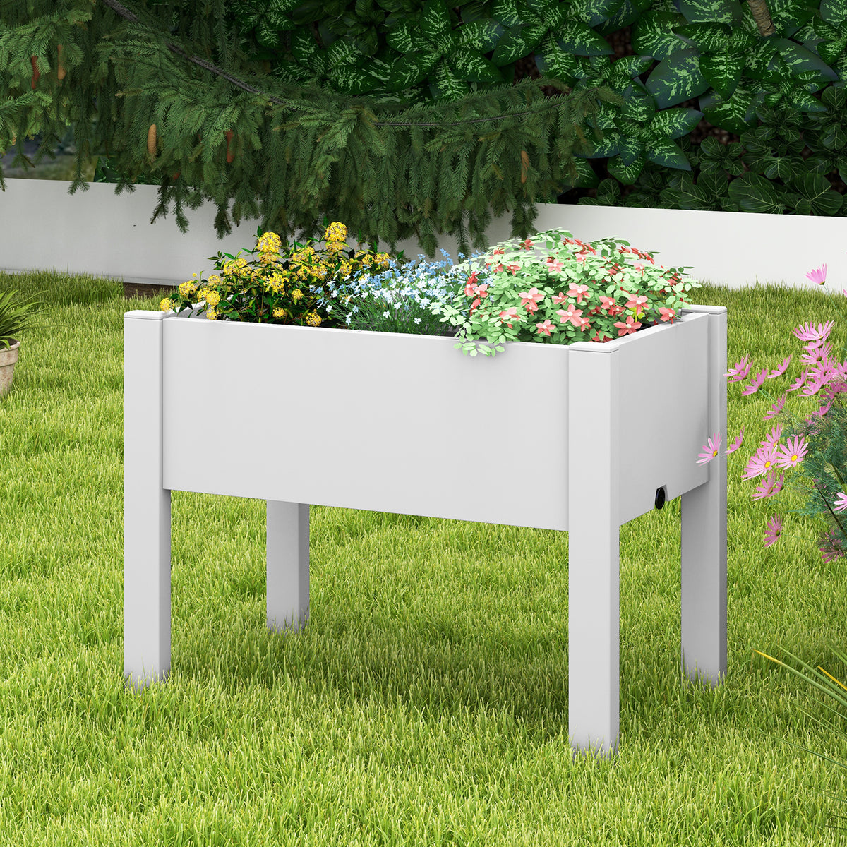 53L Raised Bed Planter Box with Water Level Monitor – Light Gray