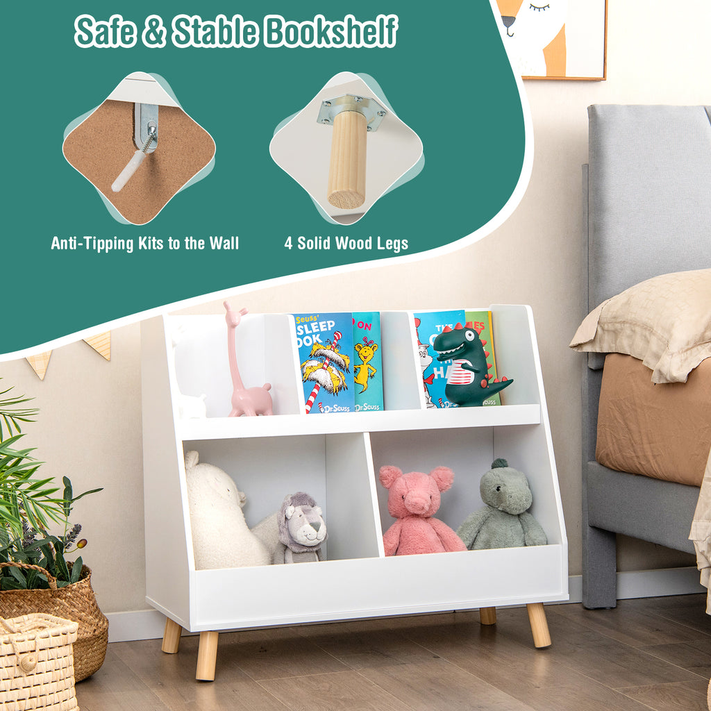 Kids Bookshelf and Toy Organizer 5 Cubes White - Anti-Tipping Safety