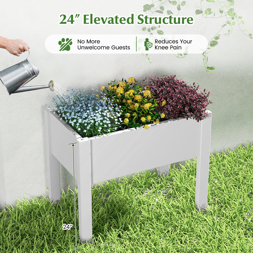 53L Raised Bed Planter Box with Water Level Monitor – Light Gray