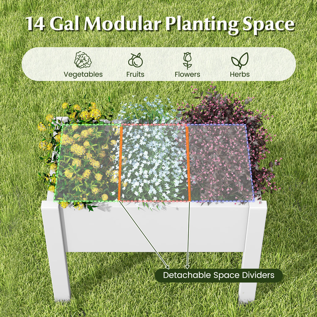 53L Raised Bed Planter Box with Water Level Monitor – Light Gray