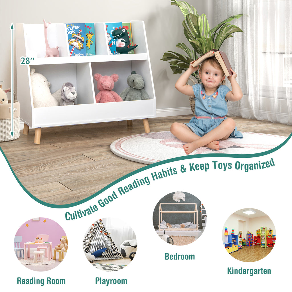 Kids Bookshelf and Toy Organizer 5 Cubes White - Anti-Tipping Safety