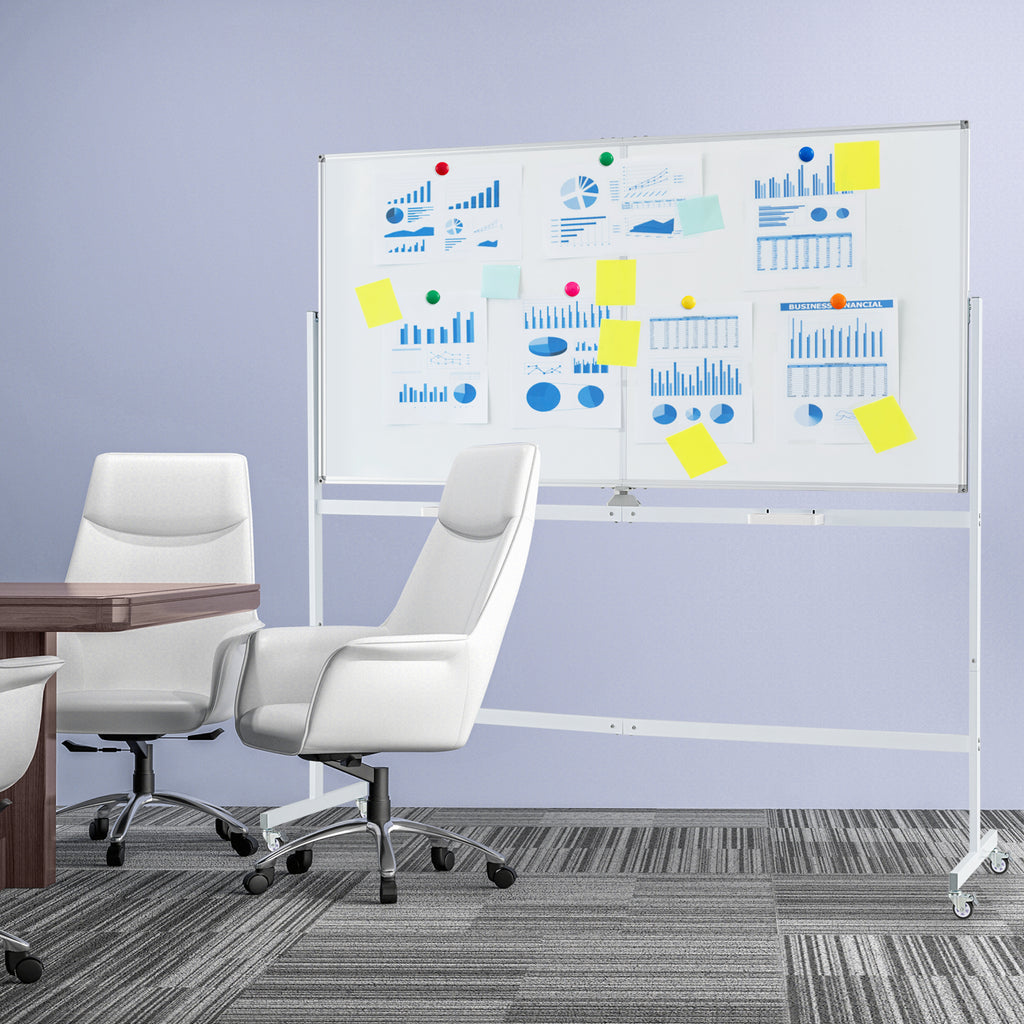72x36 Inch Rolling Double-Sided Magnetic Whiteboard with Stand