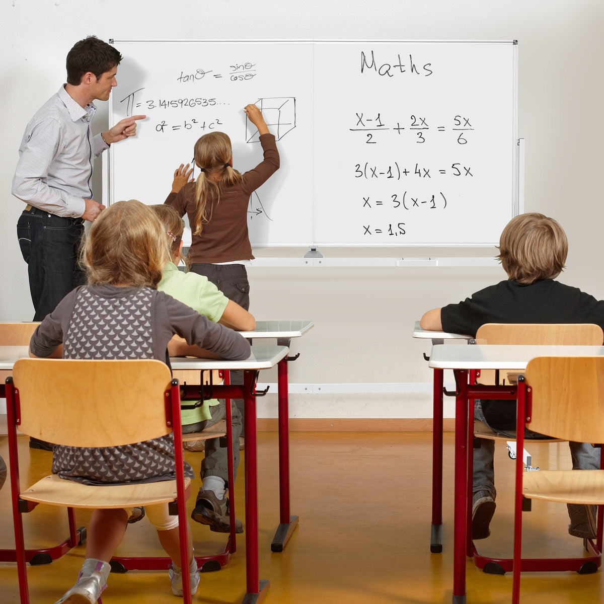 72x36 Inch Rolling Double-Sided Magnetic Whiteboard with Stand