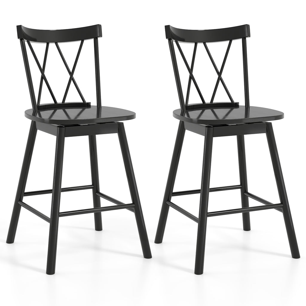 Windsor Bar Stool Set of 2 with Ergonomic Backrest - 24 inches