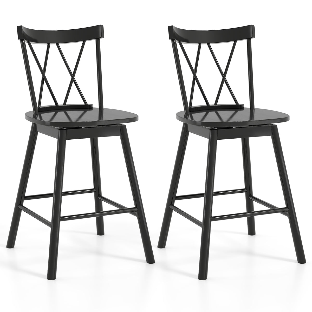 Windsor Bar Stool Set of 2 with Ergonomic Backrest - 24 inches