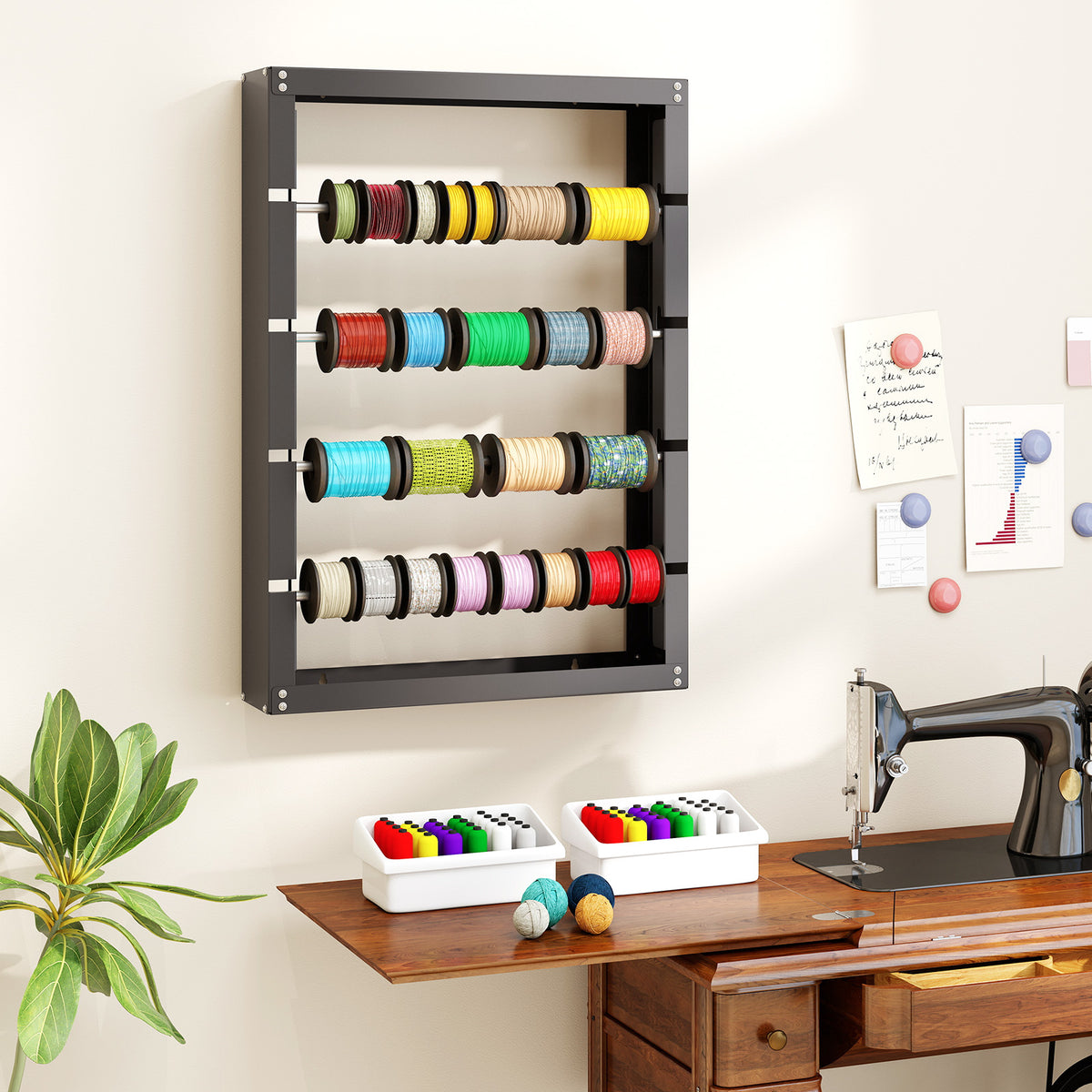 Wire Spool Rack with 4 Rods - Gray