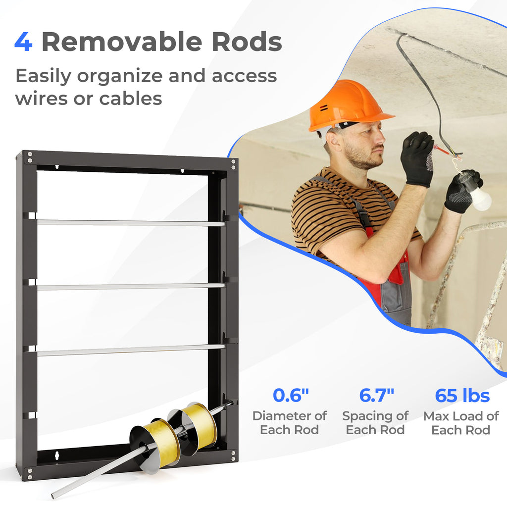 Wire Spool Rack with 4 Rods - Gray